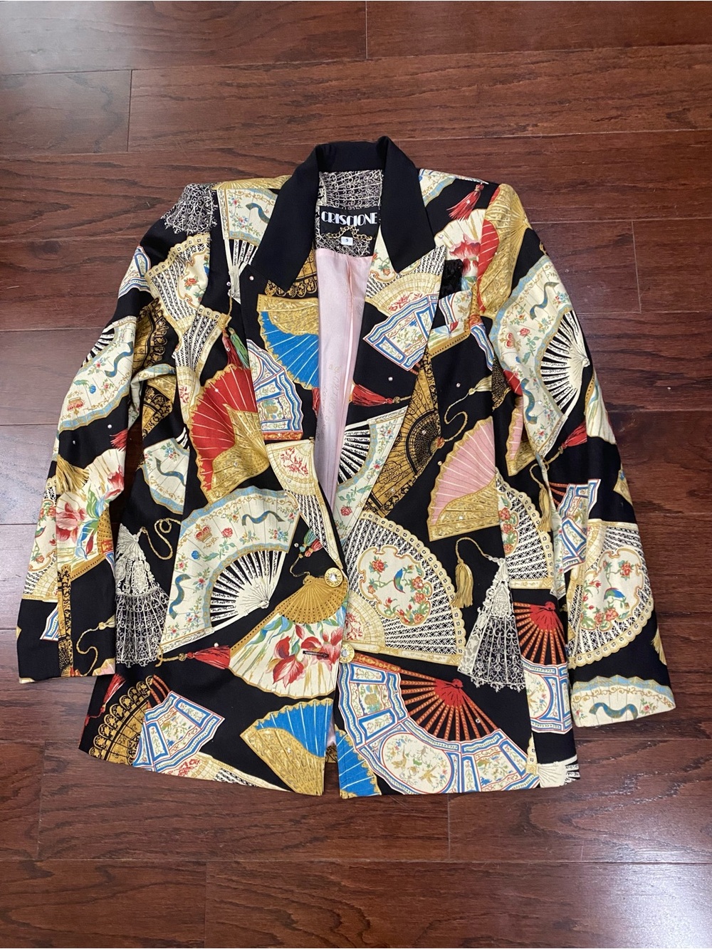 Criscione New York Women’s Asian/Art Deco Blazer/Jacket Shoulder Pads vtg escada